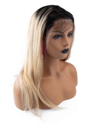 Human 100% Human Hair Shri 13"x4" Front Lace Wig - Straight / Steil 1B/613