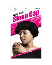 Dream World  Wide Satin Large Sleep Cap Black